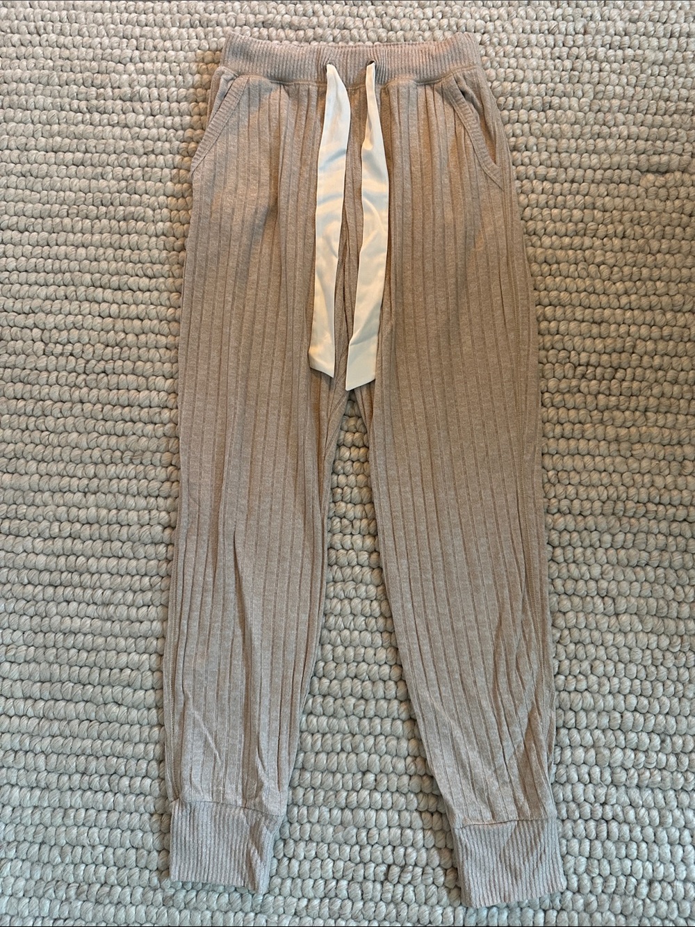 Abercrombie & Fitch Cozy Sleep Joggers Oatmeal Ribbed Size S